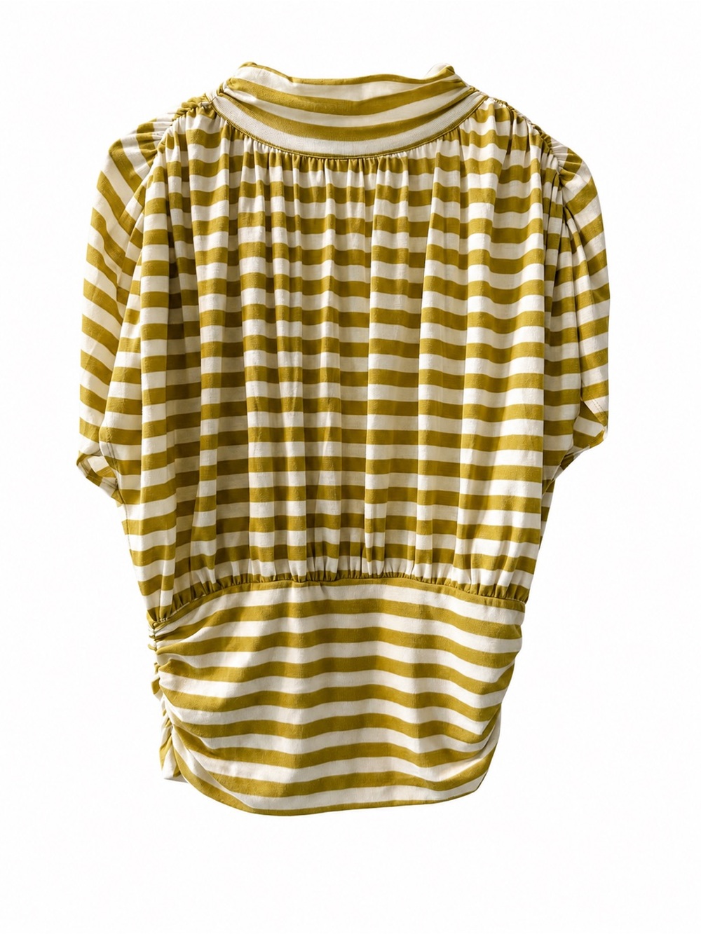 Anthropologie Maeve Mustard and White Striped Short-Sleeve Blouse